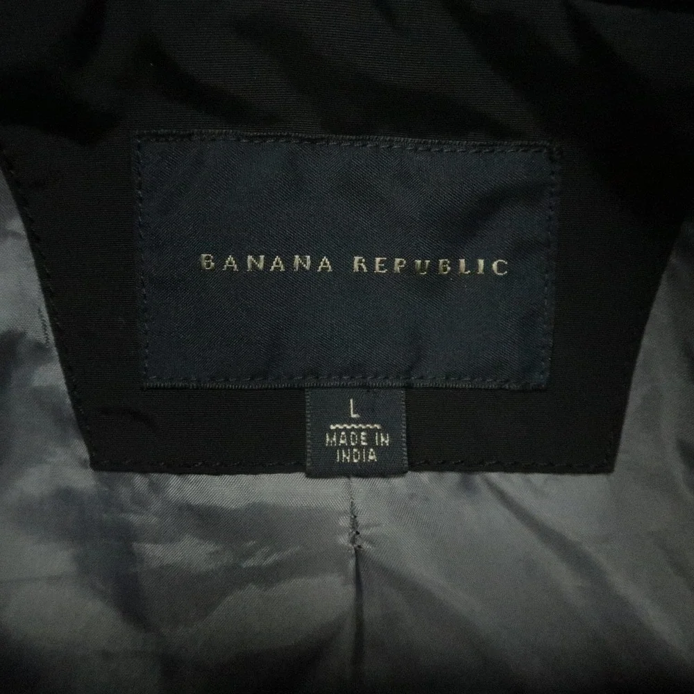 Banana Republic Jacket Mens Large Black‎ ST Nylon Moto Lined Full Zip
